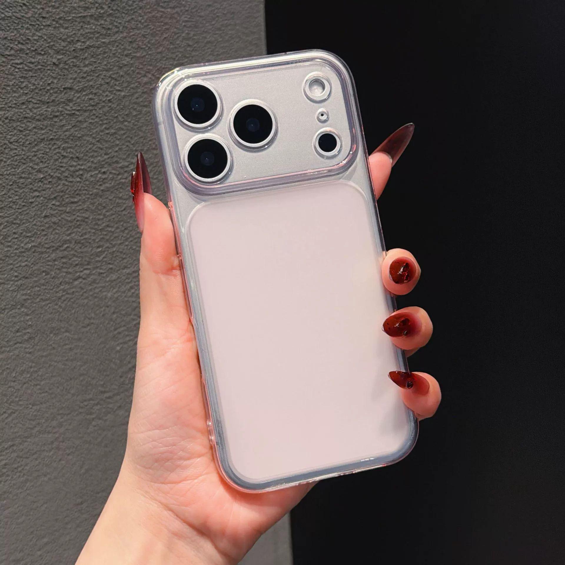 

iPhone 17 Pro Large Window Frosted Transparent TPU Soft Case with Precise Cutouts iPhone 12 розовый