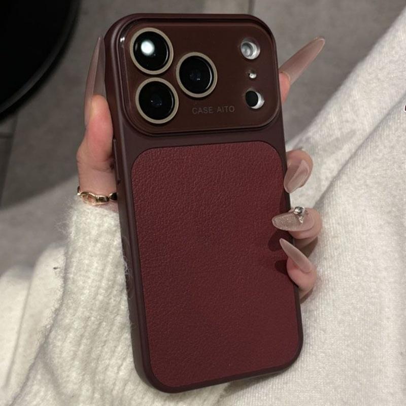 

Crystal Large Window Candy Leather Case for iPhone 17 16 15 14 13 Pro Max 17Pro Shockproof Armor Bumper Plating Cover iPhone17