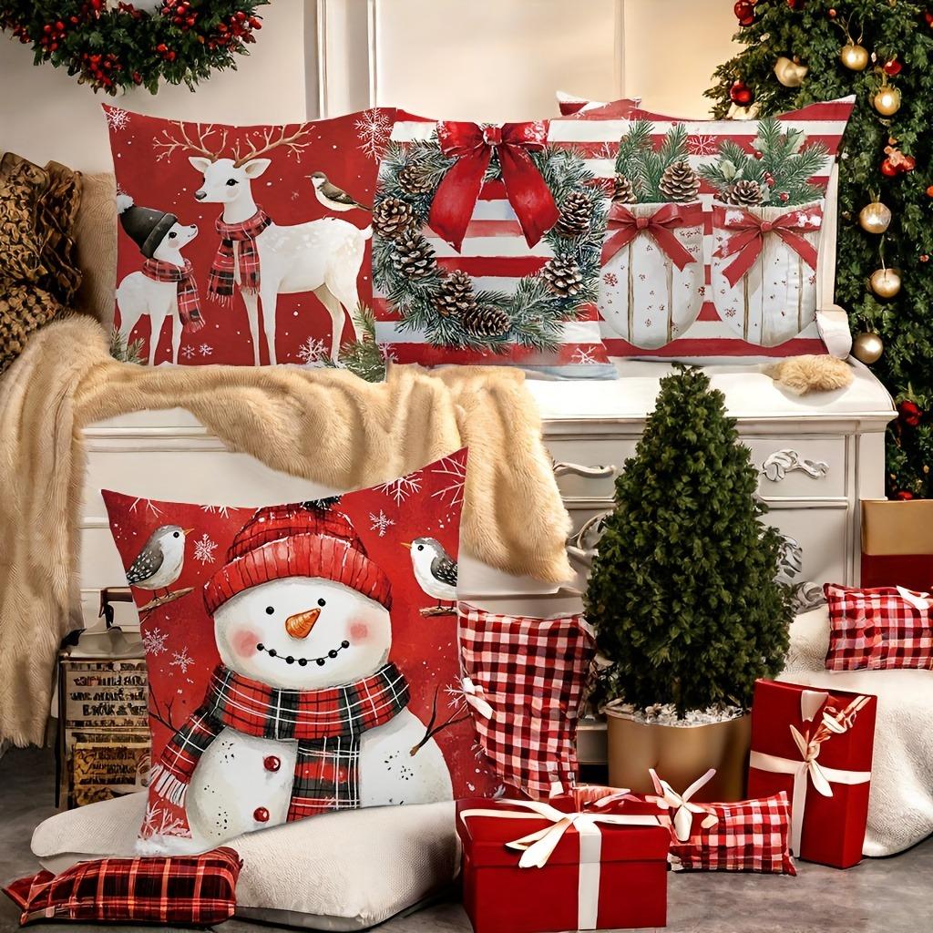 Christmas decoration pillowcase New Year gift Cute Snowman fawn print pillow cover sofa cushion suite home decoration