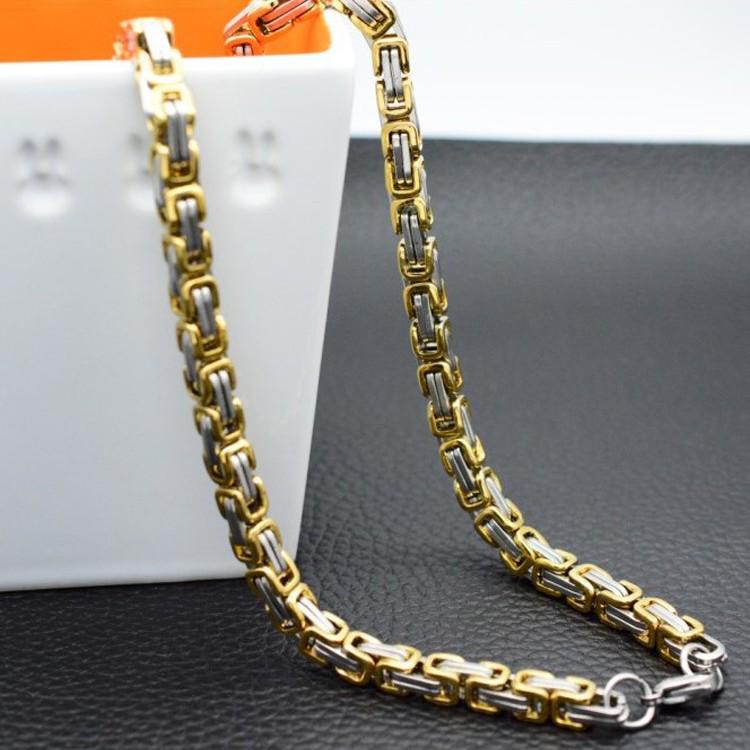 European & American Hip Hop Byzantine Chain Necklace - Stainless Steel, Men's Steel Color, Titanium Steel Emperor Design