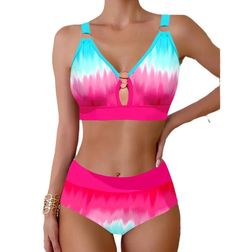 Bikini Set Women Striped Crop Tops Swim Shorts Split Swimsuit 2025 New 2pcs Swimming Beachwear Sexy Bikinis Sets Traje