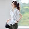 Women's Lace Patchwork Short Sleeve Collared Blouse