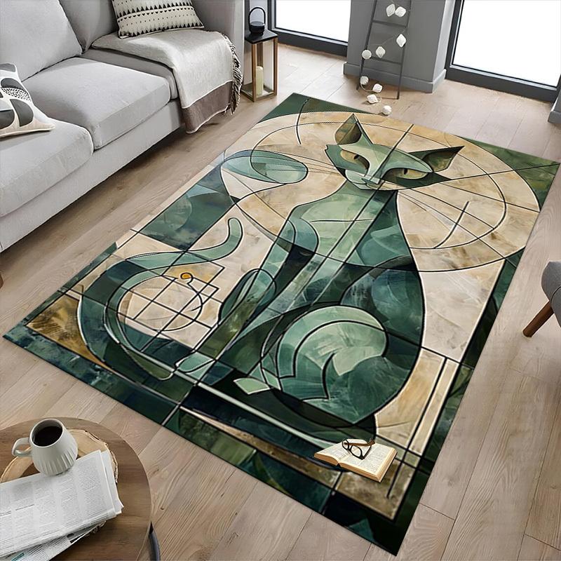 1PC cat mosaic Extra Large Non Slip Floor carpet, Office, family, Studio Large Area Rug Indoor Rugs, Bold Statement Piece