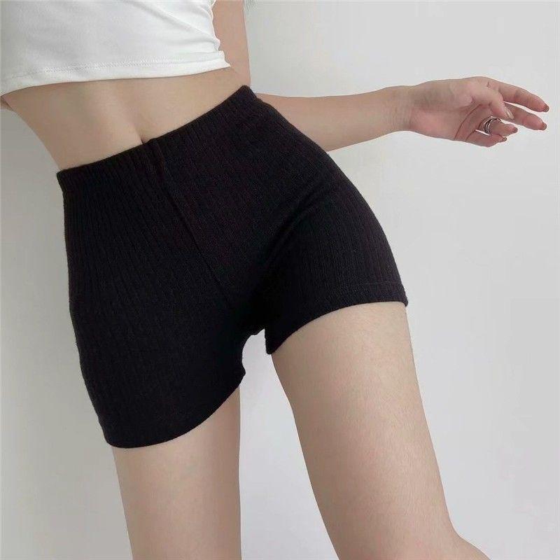 Threaded Knitted Shorts for Women's Summer Thin Base Worn Externally Spicy Girl Slim Fit Elastic Waistband Ultra Short Hot Pants
