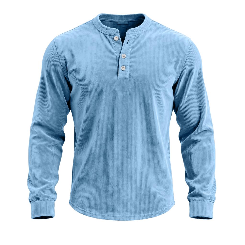 Men's Relaxed-Fit Button-Down Collar Corduroy Pullover Long-Sleeve Top