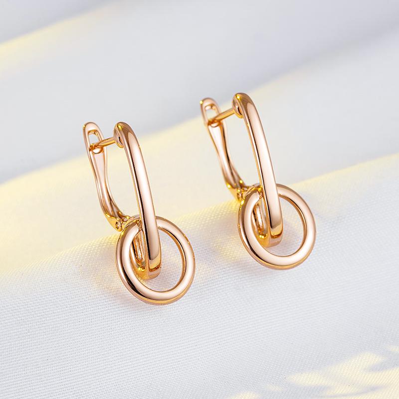 Fashion Glossy Dangle Earrings  Rose Gold Color Simple Geometry High Quality Daily Fine Jewelry For Women Best Gift