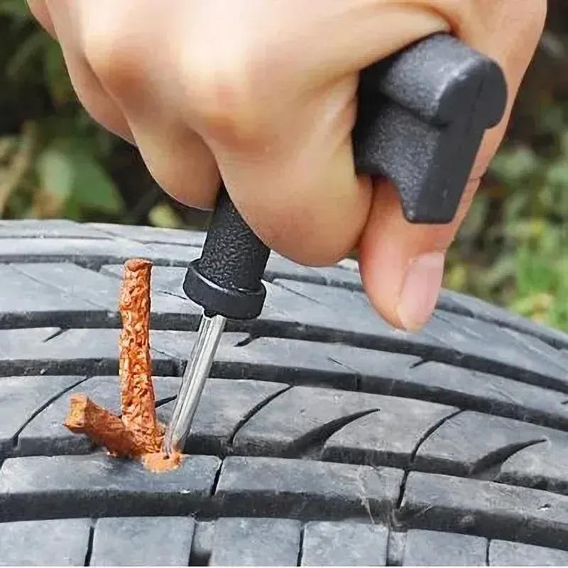 Kit de herramientas para reparación de neumáticos de automóvil con tiras de goma, juego de tapones para pinchazos de neumáticos sin cámara, herramienta de reparación de neumáticos al vacío para motocicletas y camiones