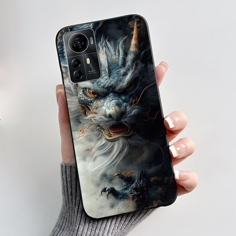 Casing For ZTE Blade A72s A7050/V41 Smart Case Luxury Dragon Cute Cool Boys Girls Black Matte Soft TPU Silicone Shell Back Cover