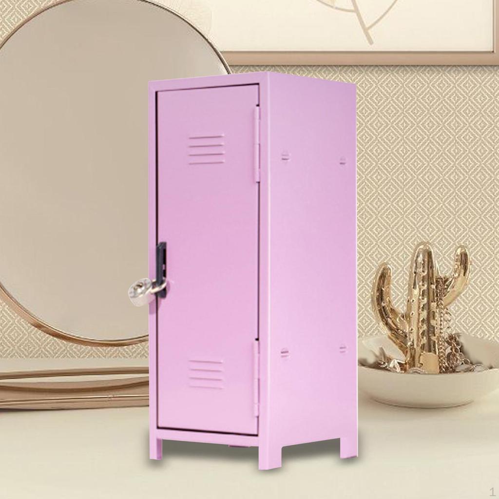 Compact Metal Cabinet Sturdy Design with Two Compartments And Lock Perfect for Collectibles
