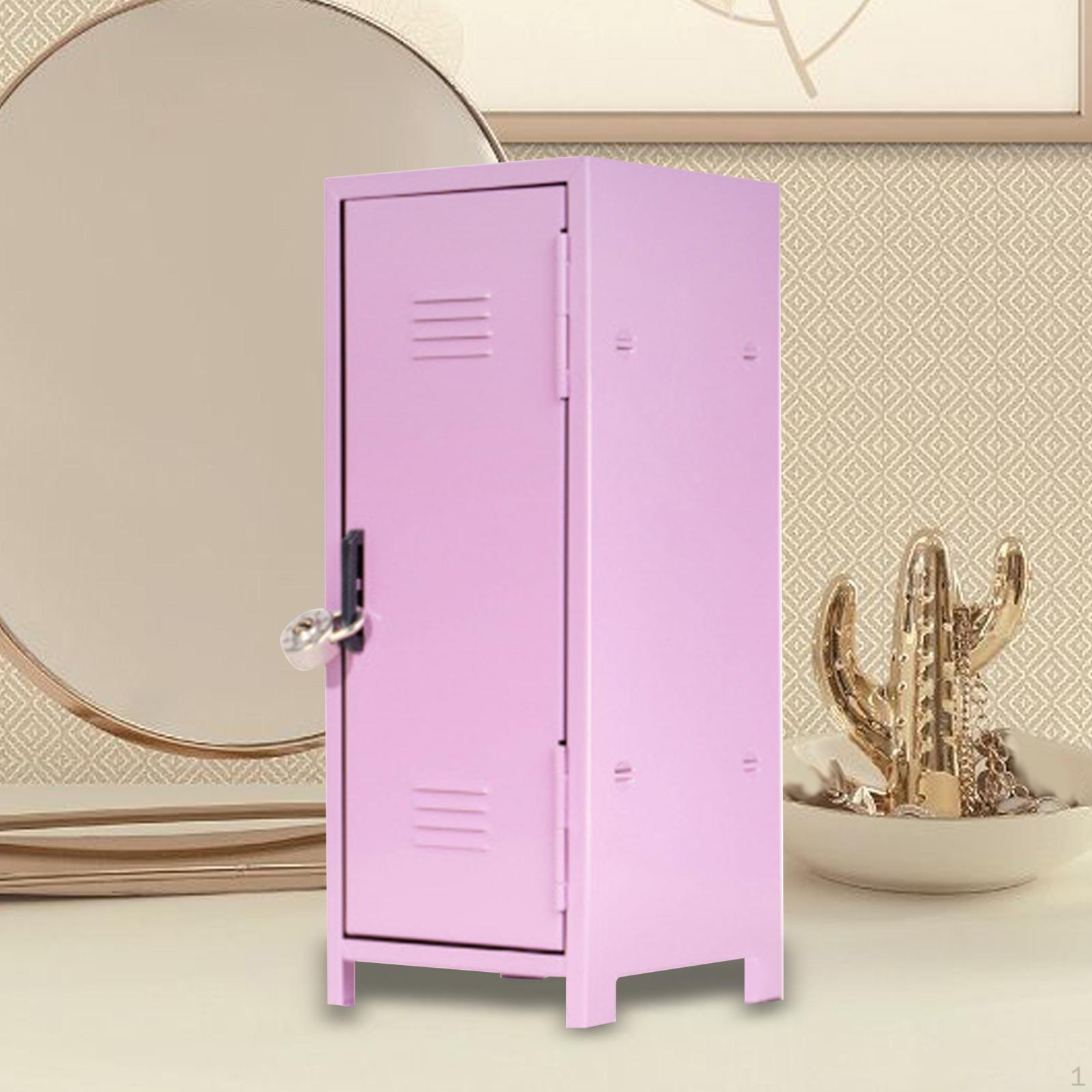 

Компактный металлический шкаф Прочная конструкция с двумя отделениями и замком Идеально подходит для коллекционных предметов розовый