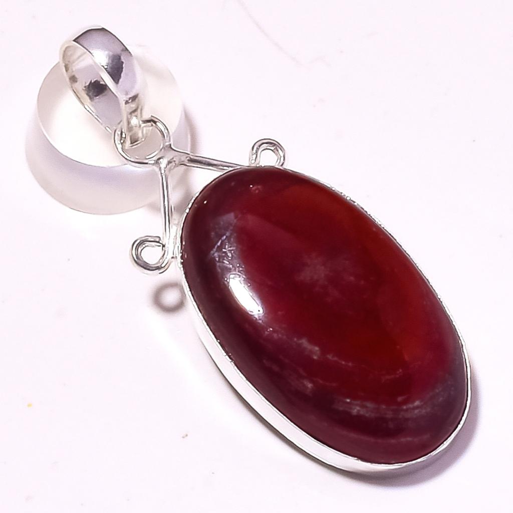 Red Jasper Gemstone Handmade Ethnic Engagement Gift Jewelry Pendant 2.1" Z6p34
