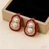 Elegant Chinese Micro-Inlaid Red Gourd Pearl Earrings for Women - Unique, High-End Jewelry