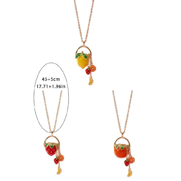 Stylish Fruit Inspired Tassels Pendant Necklace Minimalist Versatile for Casual Work Party Collarbone Length Accessory