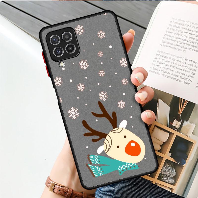 Cute Cartoon Doll Christmas Matte Case For Samsung Galaxy A52 A12 A51 A32 A21s A71 A32 5G A12 A22 A53 A70 A50 Hard Phone Shell