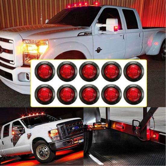 10X Round LED 3/4 Red Side LED Marker Lights Trailer Lamp Truck Clearance New