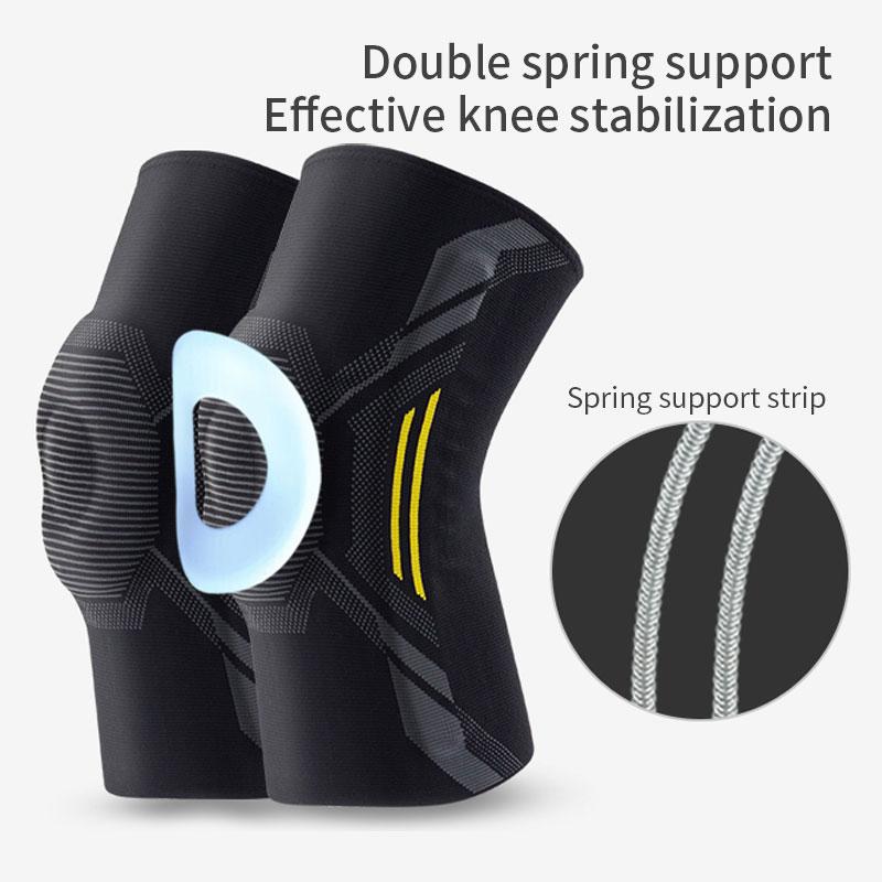 1 st Silikon Knästöd Kompression Sport Fjäder Andningsbara Knäskydd Stöd för Löpning Fitness Volleyboll Knäskydd
