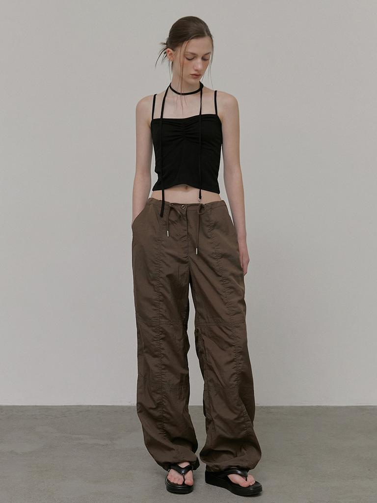 ETMON String Wide Pants, Brown