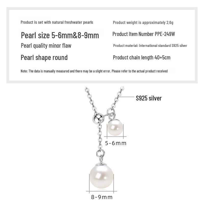 Freshwater Pearl & Diamond-Set Silver Pendant Necklace for Women