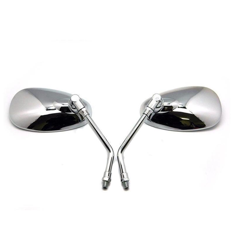 2Pcs Motorrad Oval Chrom Rückansicht Glas Spiegel Für Ducati Ktm Kawasaki