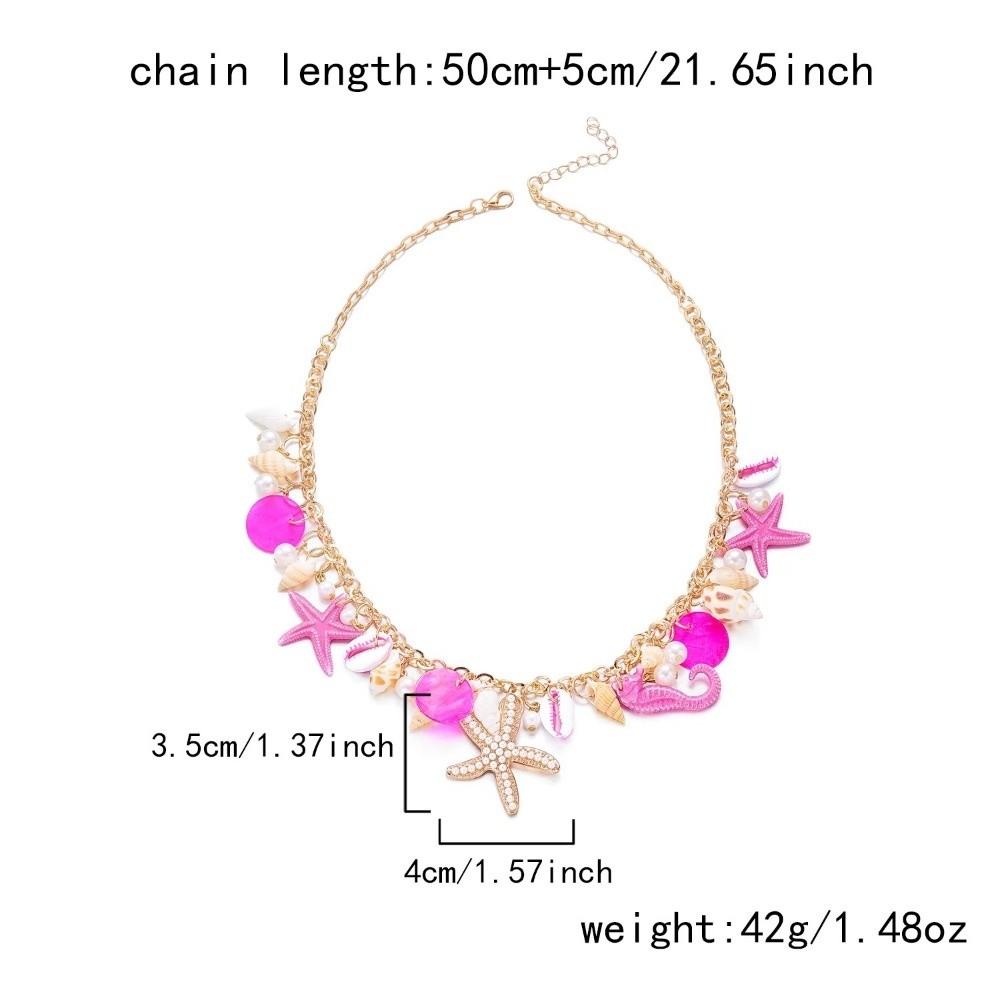 Gold Color Chain Ocean Theme Necklace Shell Women Necklace Seahorse Starfish Pendant Gift Party