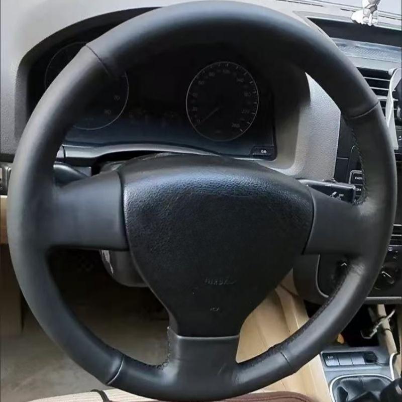 

Auto Interior Hand-stitched Black Microfiber Leather Car Steering Wheel Cover For Old VW Golf Polo Sagitar 2010 Purple Thread