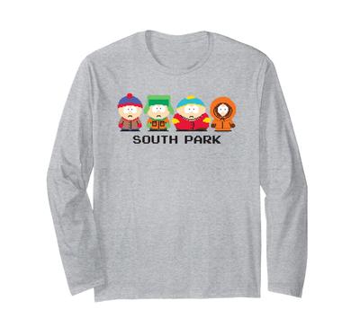 South Park 8-bitové postavy s logom seriálu Vtipné kreslené tričko s dlhým rukávom