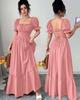Summer 2025 European & American Women's Square Neck Tie-up Waist Dress
