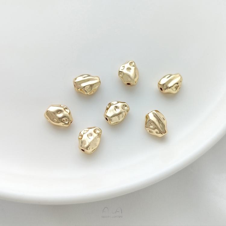 14K Gold-Gefüllte Barockperlen Halskette & Armband mit unregelmäßigen Steinkugeln und Abstandshaltern