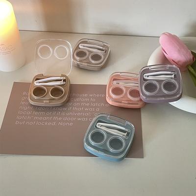 1 STK Tragbarer Kontaktlinsenbehälter für Frauen Reise Kontaktlinsen Schönheit Pupille Kontaktlinsenetui Begleitbox-Set mit Pinzette