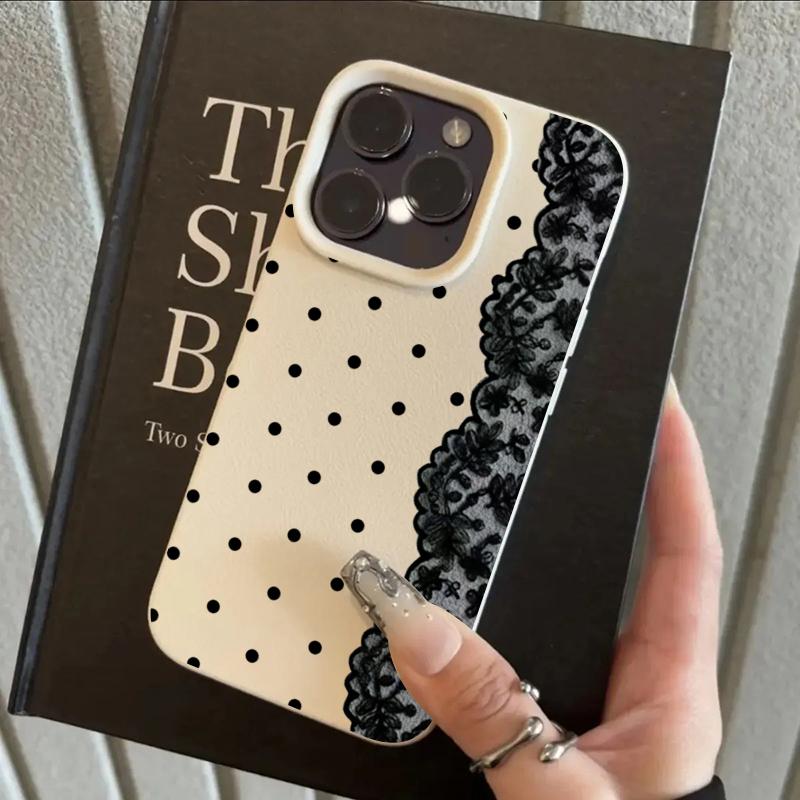 

Lace Polka Dot Pattern Phone Case For IPhone 17 16 15 14 Plus 13 12 11 Pro MAX Air 16E Screen Protector Casing Shockproof Cover iphone 11 Pro