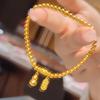 Gold-Plated Wealth Attracting Gourd Bracelet for Women - Handmade Chinese Style with Long-Lasting Color Retention