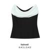 European & American Style Women's Patchwork Fashion Bandeau Top - Spring 2025 Collection