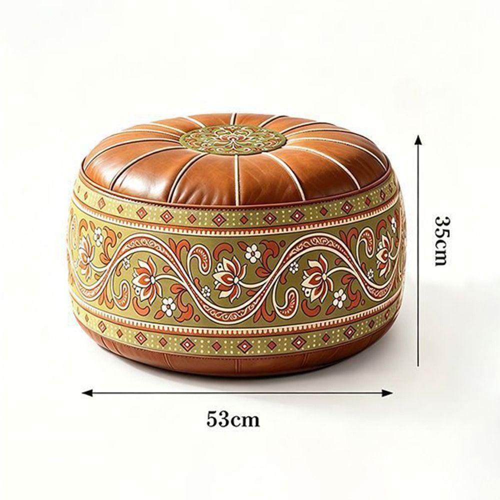 Round Shape Fillable Ottoman Pouf PU Leather Round Pouf Cover New Floor Seat Cushion  Home Use