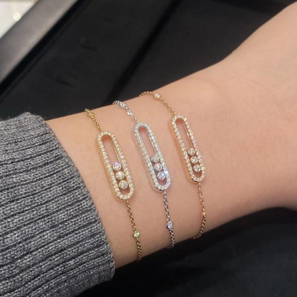 Mei's Elegant Triple Diamond Slider Bracelet for Women - 2025 Trendy Jewelry