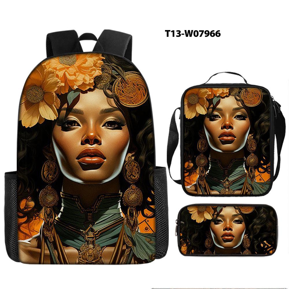 

Африканский школьный рюкзак набор из трех предметов, рюкзак для учеников начальной школы, сумка для компьютера, большая вместимость Pencil case