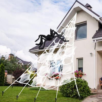 Halloween Decorations Triangle Spider Web 5/7m Large Plush Simulation Spider Web Haunted Home Outdoor Yard Decoration Props