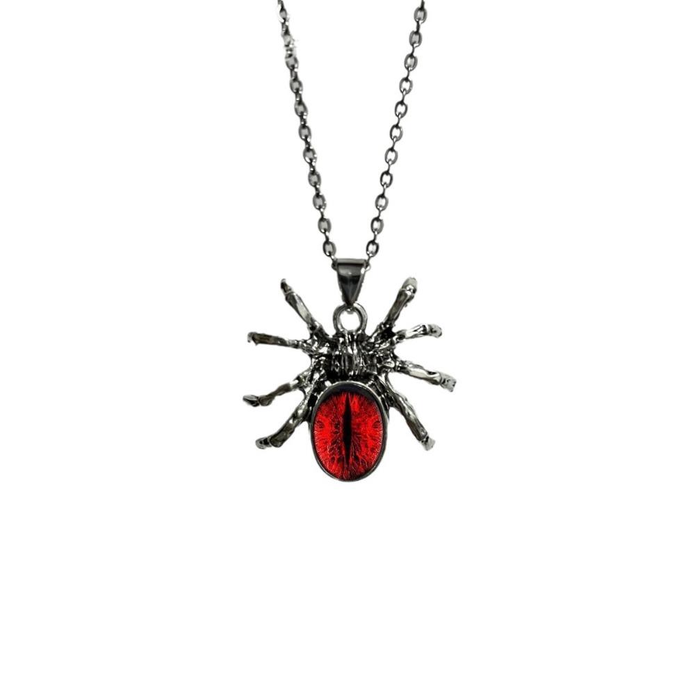 Personality Gothic Spider Colorful Glass Eyeball Pendant Necklace for Women Hallowmas Hip-hop Punk Jewelry Accessories Gifts