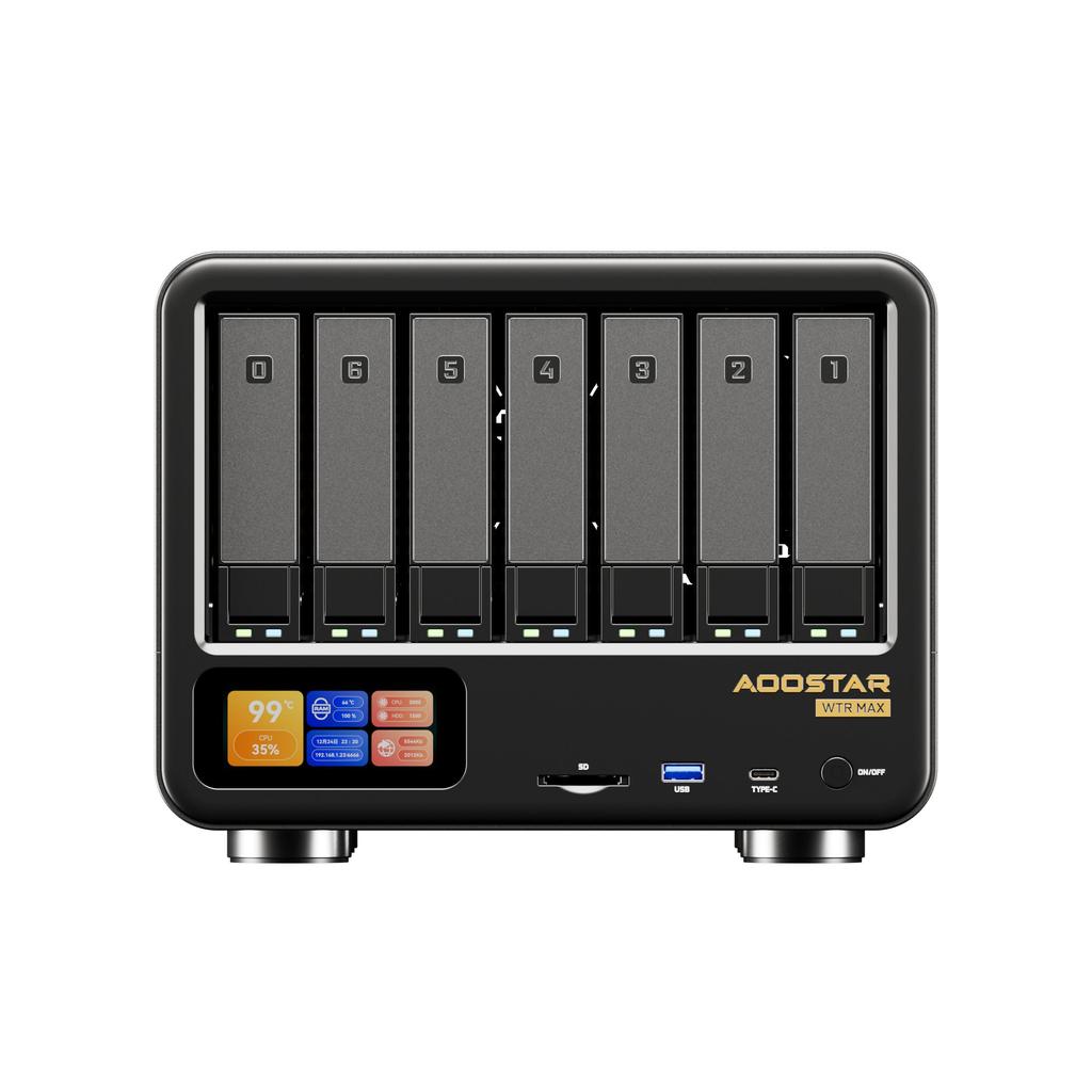 WTR MAX AMD Ryzen 7 Pro 8845HS NAS Mini PC DDR5 5600MHz Obsługuje 4×2.5/3.5"HDD 2×M.2 2280 NVMe Komputer Stacjonarny NAS DIY