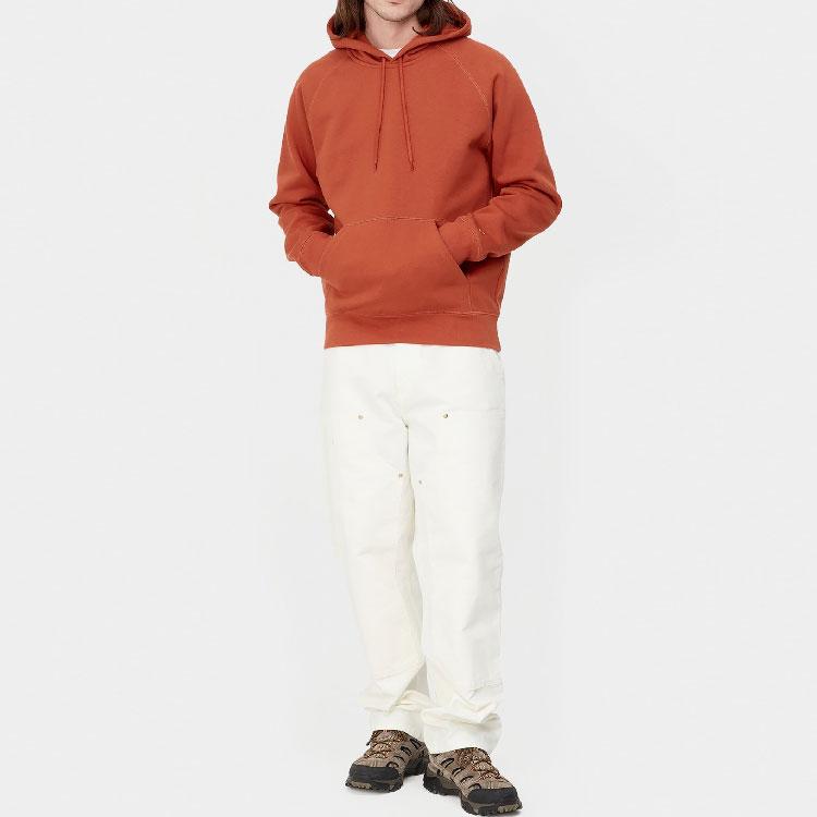 Carhartt WIP FW22 Effen Kleur Met Capuchon en Trekkoord Pullover Lange Mouwen Sweatshirt Heren sweatshirt Oranje I026384-1DG-XX