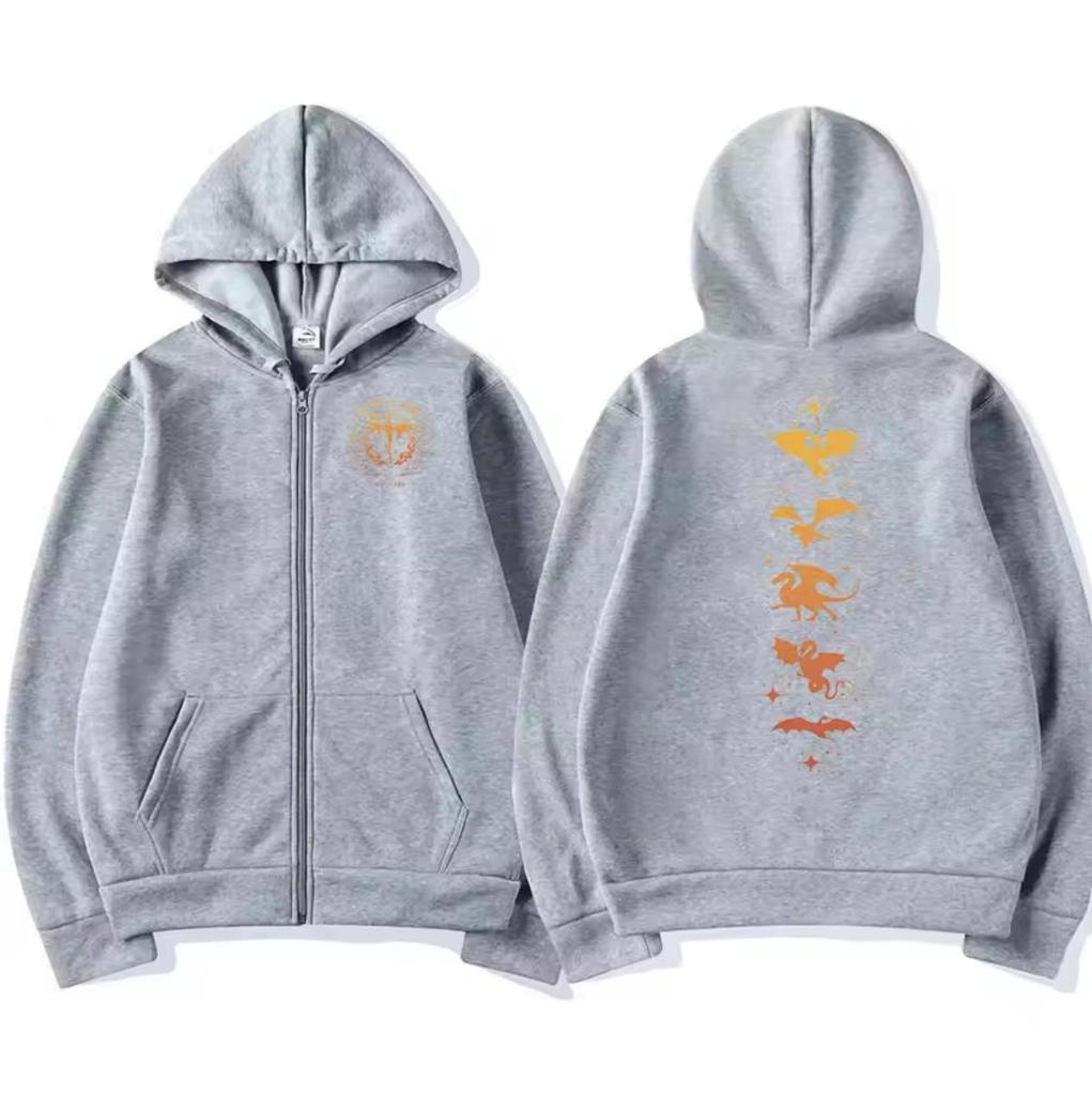 Unisex European Harajuku Style Printed Hooded Zipper Sweatshirt Cardigan