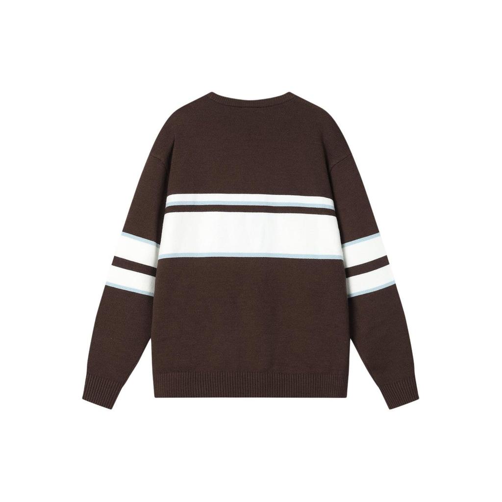 Fila Color Block Letter Print Casual Long Sleeve Sweater Men Sweater Cream-Brown F11M419401F-BN