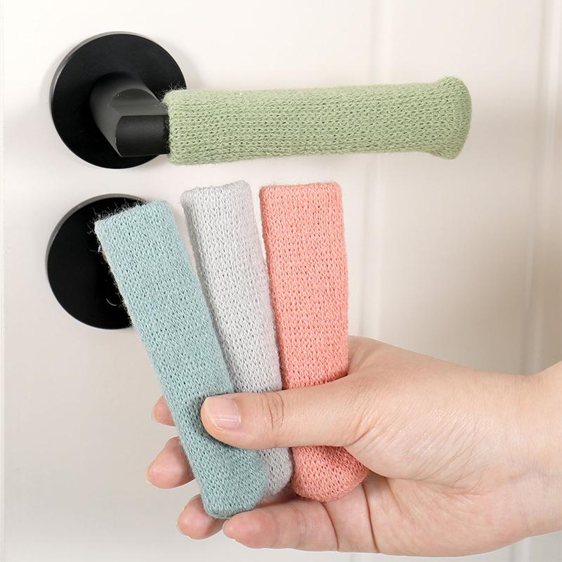 Room Door Handle Cover Warmer Door Handle Protector Anti-Slip Wear-Resistant Silent Thickened Chair Leg Socks Knit Door Decor