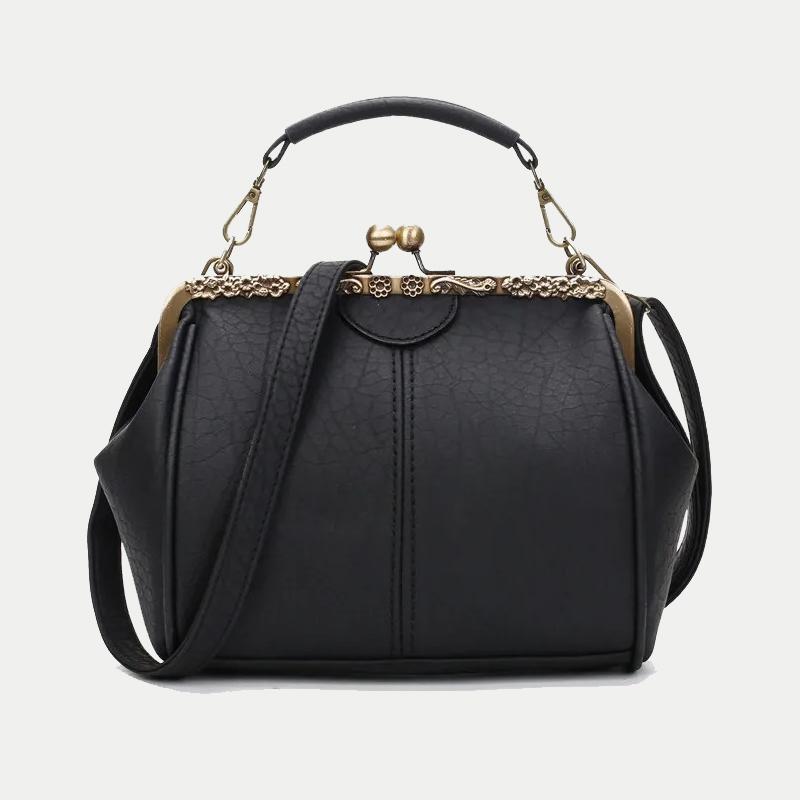 Vintage Luxury Shoulder Bags For Women Clip Handbag Totes Retro PU Leather Crossbody Messenger Bag Lady Clutch