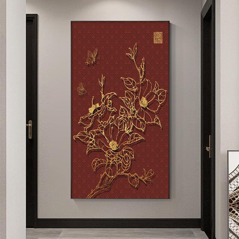 Chinese Style Plum Blossom Painting Decoration Poster Red Crowned Crane Giraffe Light Luxury Poster For Corridor Home Decor
