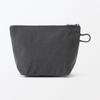 MUJI Wrinkle Nylon Gusset Pouch Dark Gray S 16.5×11×6 Cm