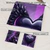 3pcs Black Purple Beding Set Love Heart Wing Print Cozy Soft Duvet Cover Set King Quen Twin Single Sized Dimensions Birthday Gift Bedrom Decor