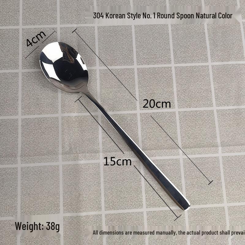 

Круглая ложка из нержавеющей стали 304 в корейском стиле - Бытовая ложка для супа и десерта с длинной ручкой.