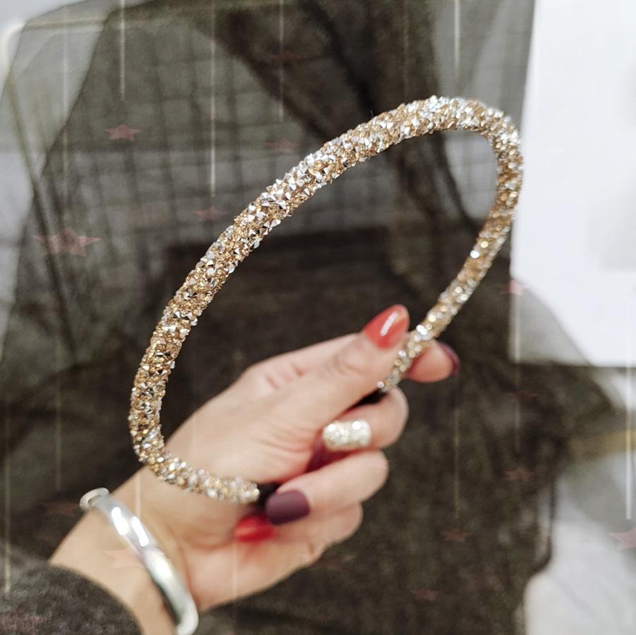 

Fashion Korea Crystal Soft Headband for Women Rhinestone Hairband Beads Bezel Girls Hair Accessories Simple Headwear