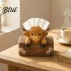 Einzigartiges Einweihungsgeschenk Hochlandrind Gewürzflaschenhalter/Taschentuchbox Bauernhaus Harz Dekorative Aufbewahrungs-Deko-Organizer Box für die Küche