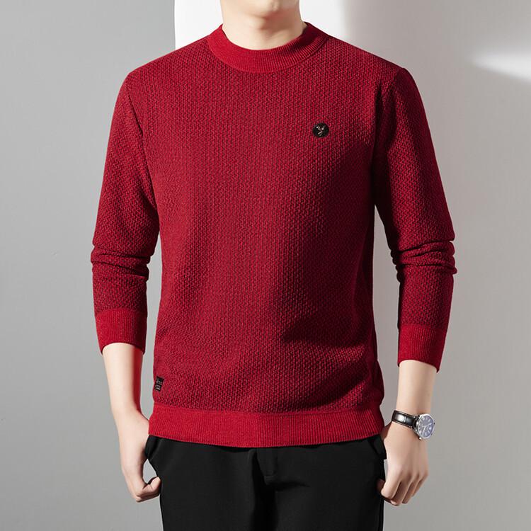 

Men s Thickened Sweater Hoodie - Warm, High-End Autumn/Winter Round Neck Base Layer 3XL червоний